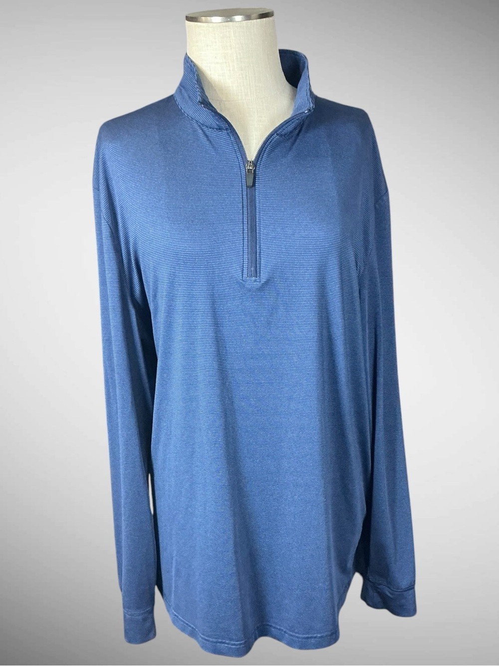 PGA Tour Men’s XL Blue Striped Quarter Zip Golf Pullover Performance